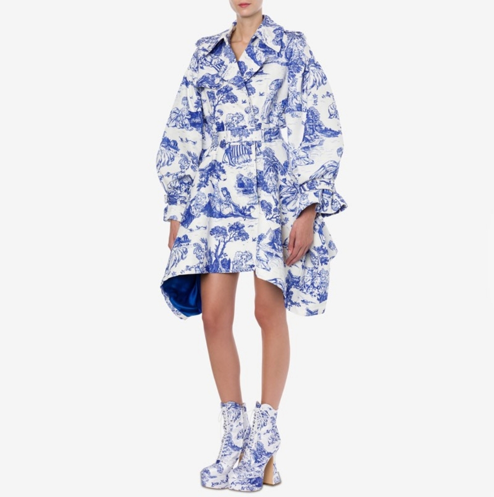 Moschino Blue Print Dress Coat